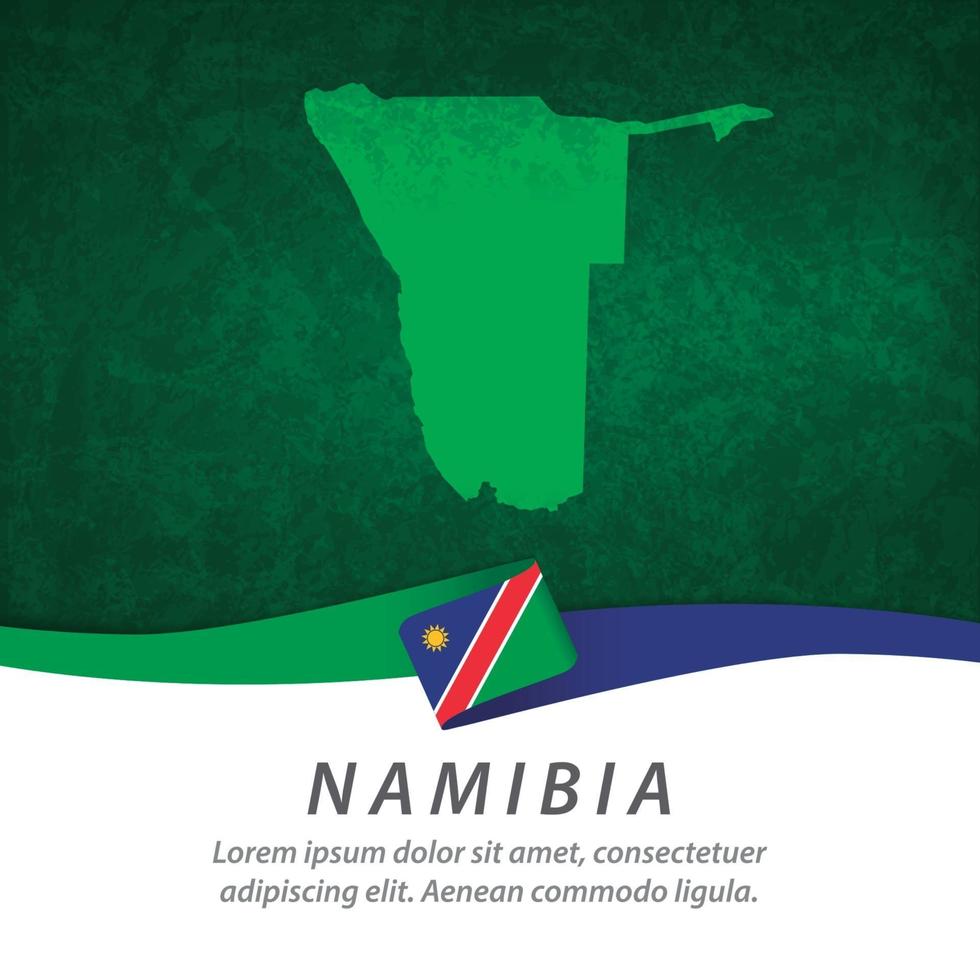 bandera de namibia con mapa vector