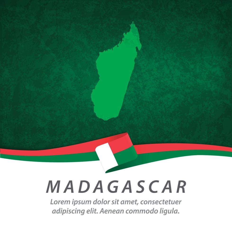 bandera de madagascar con mapa vector