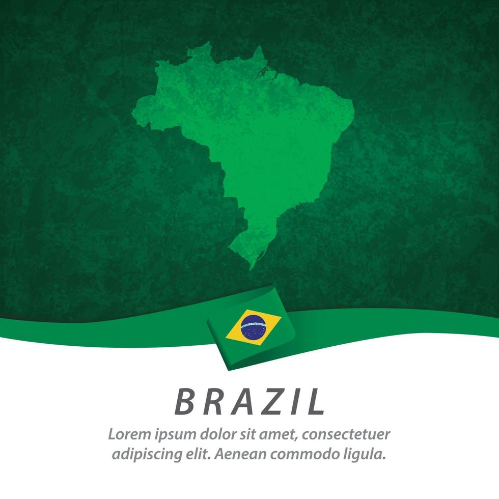 Brazil flag with map vector