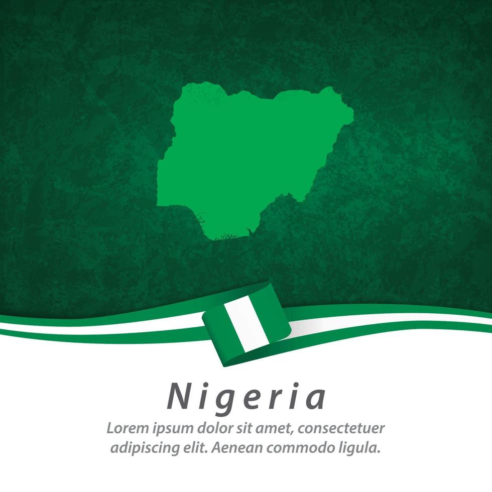 bandera de nigeria con mapa vector