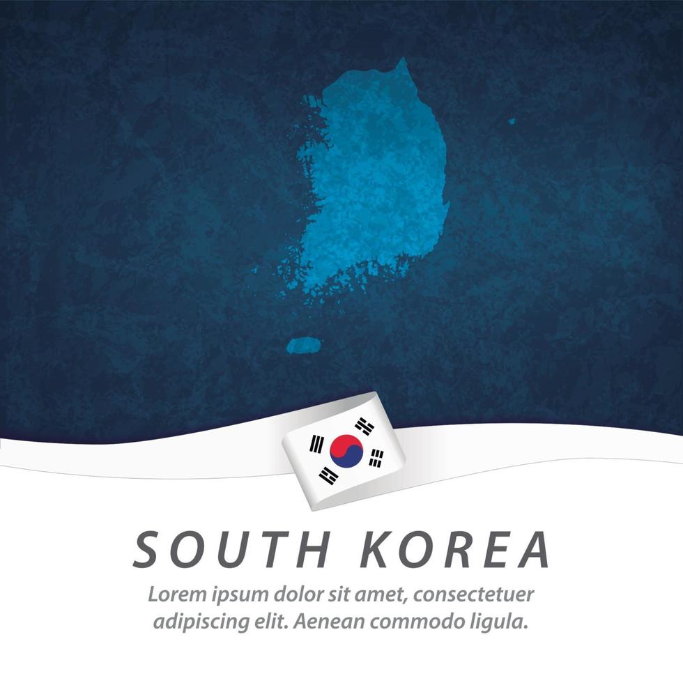 bandera de corea del sur con mapa vector
