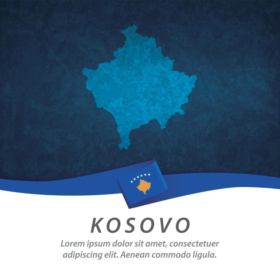 bandera de kosovo con mapa vector