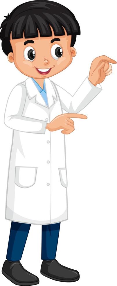 A boy cartoon character wearing laboratory coat vector