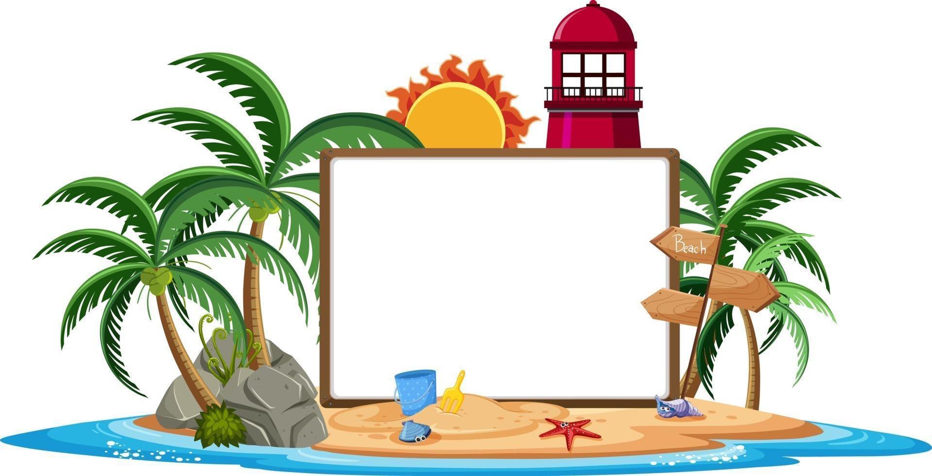 Empty banner template with summer beach element isolated vector