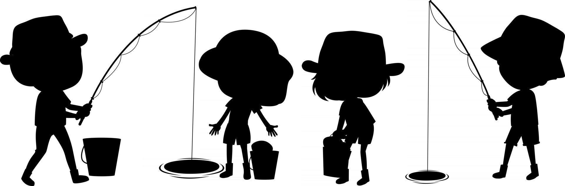 Set of kids silhouette cartoon character vector