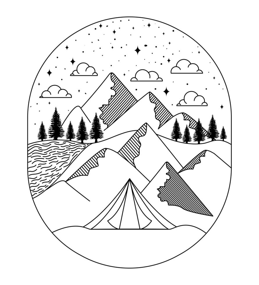 linda insignia de paisaje vector