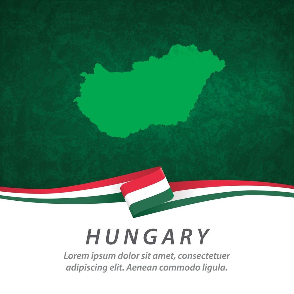 Hungary flag with map vector