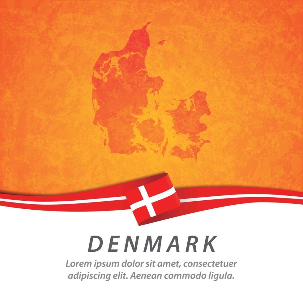 Denmark flag with map vector