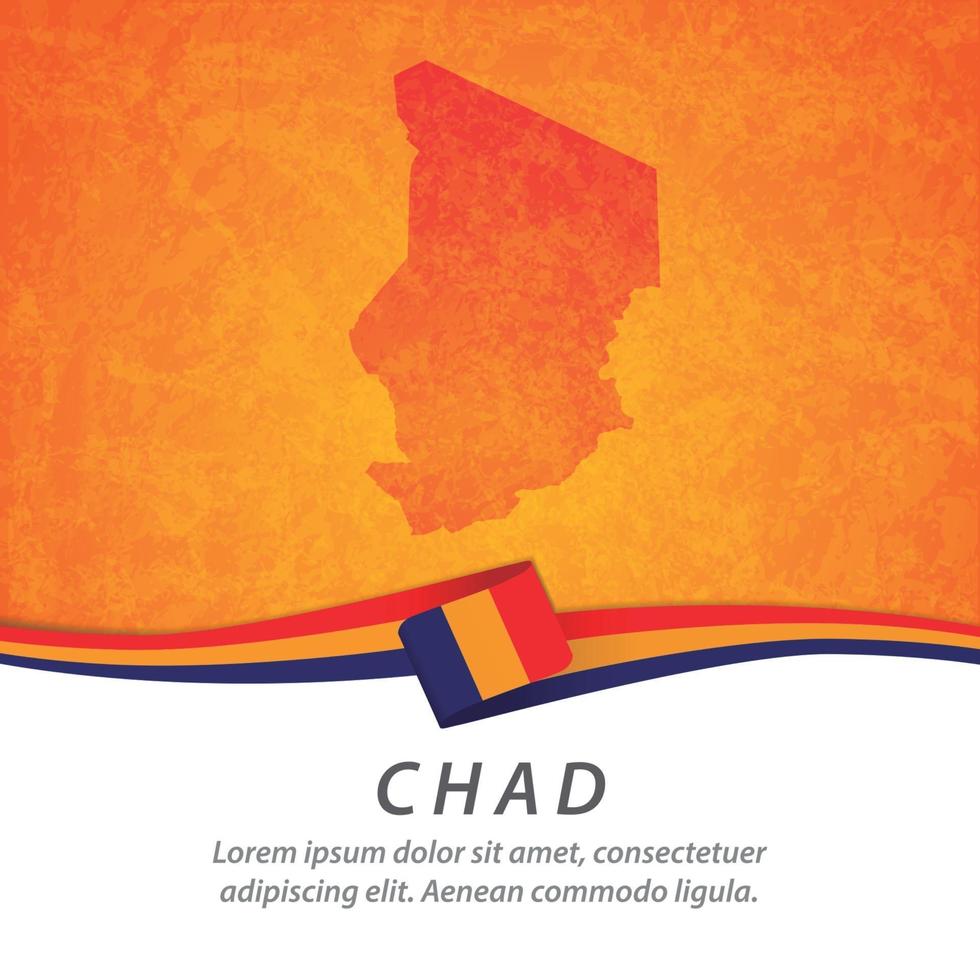 Chad flag with map vector