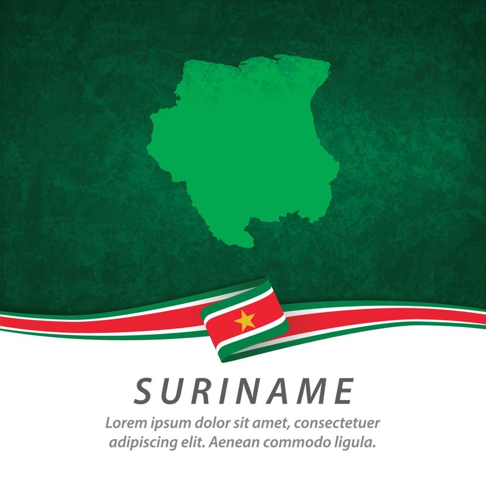 Suriname flag with map vector