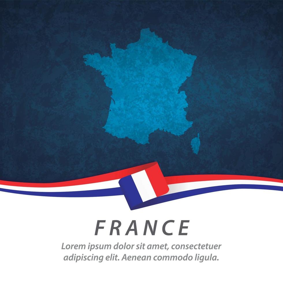 bandera de francia con mapa vector