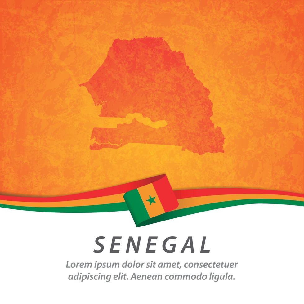 bandera de senegal con mapa vector