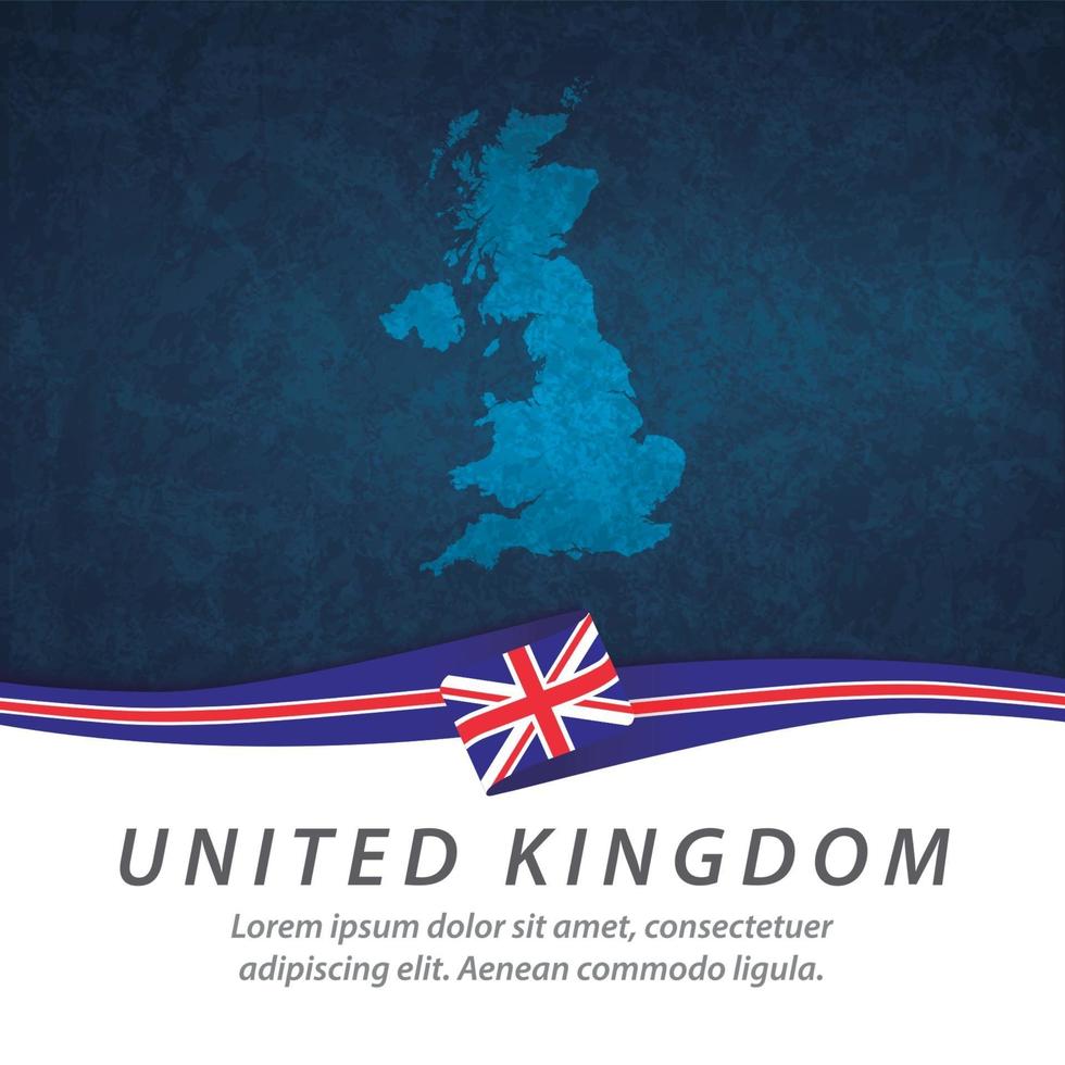 United Kingdom flag with map vector