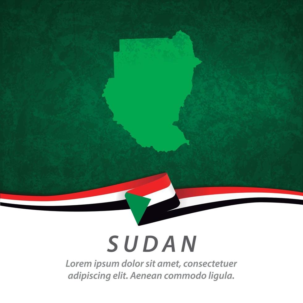 Sudan flag with map vector
