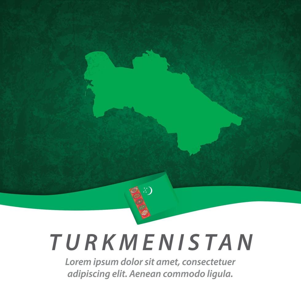 Turkmenistan flag with map vector