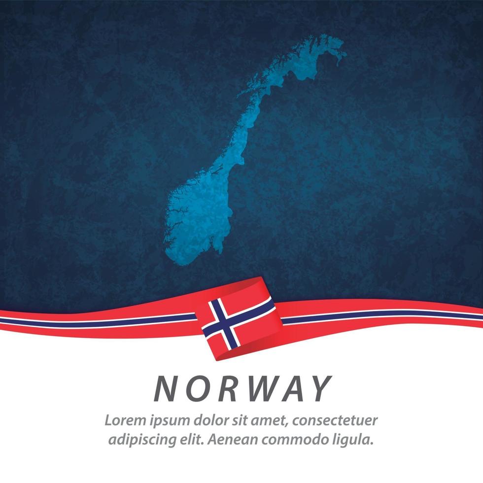 bandera de noruega con mapa vector