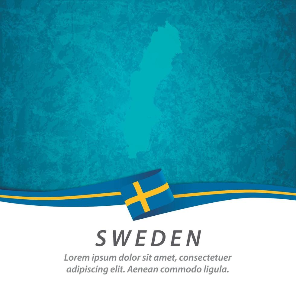 Sweden flag with map vector