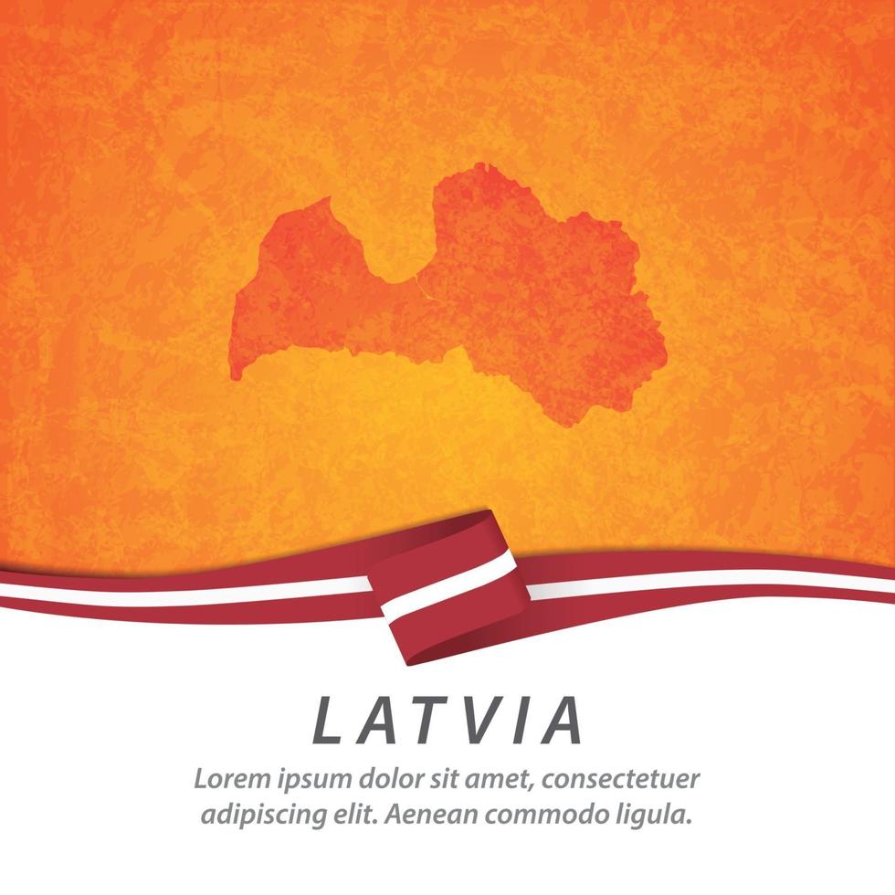 Latvia flag with map vector