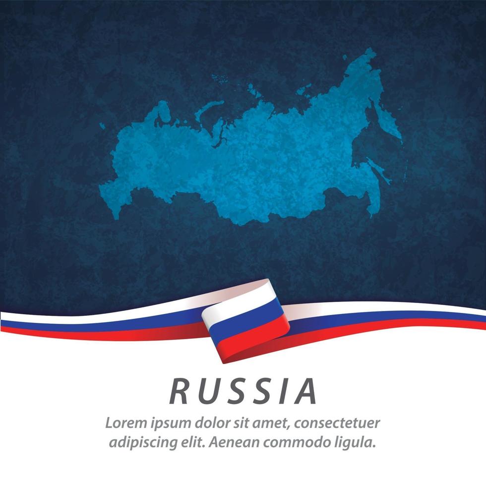 Russia flag with map vector