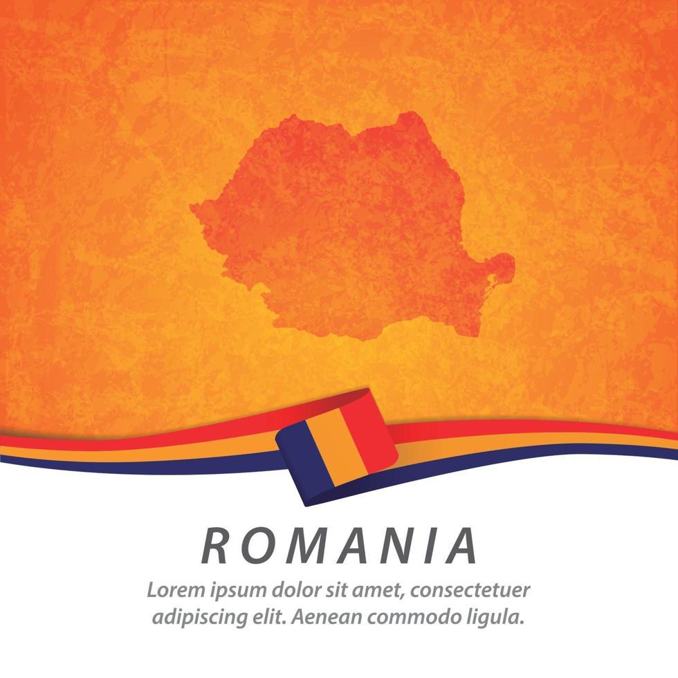 Romania flag with map vector