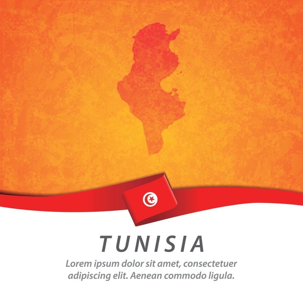 Tunisia flag with map vector