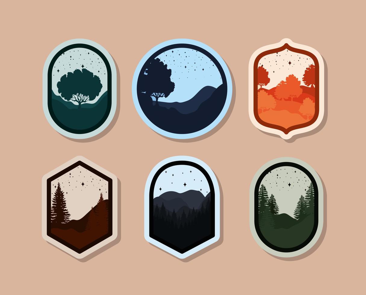 six landscapes patches vector