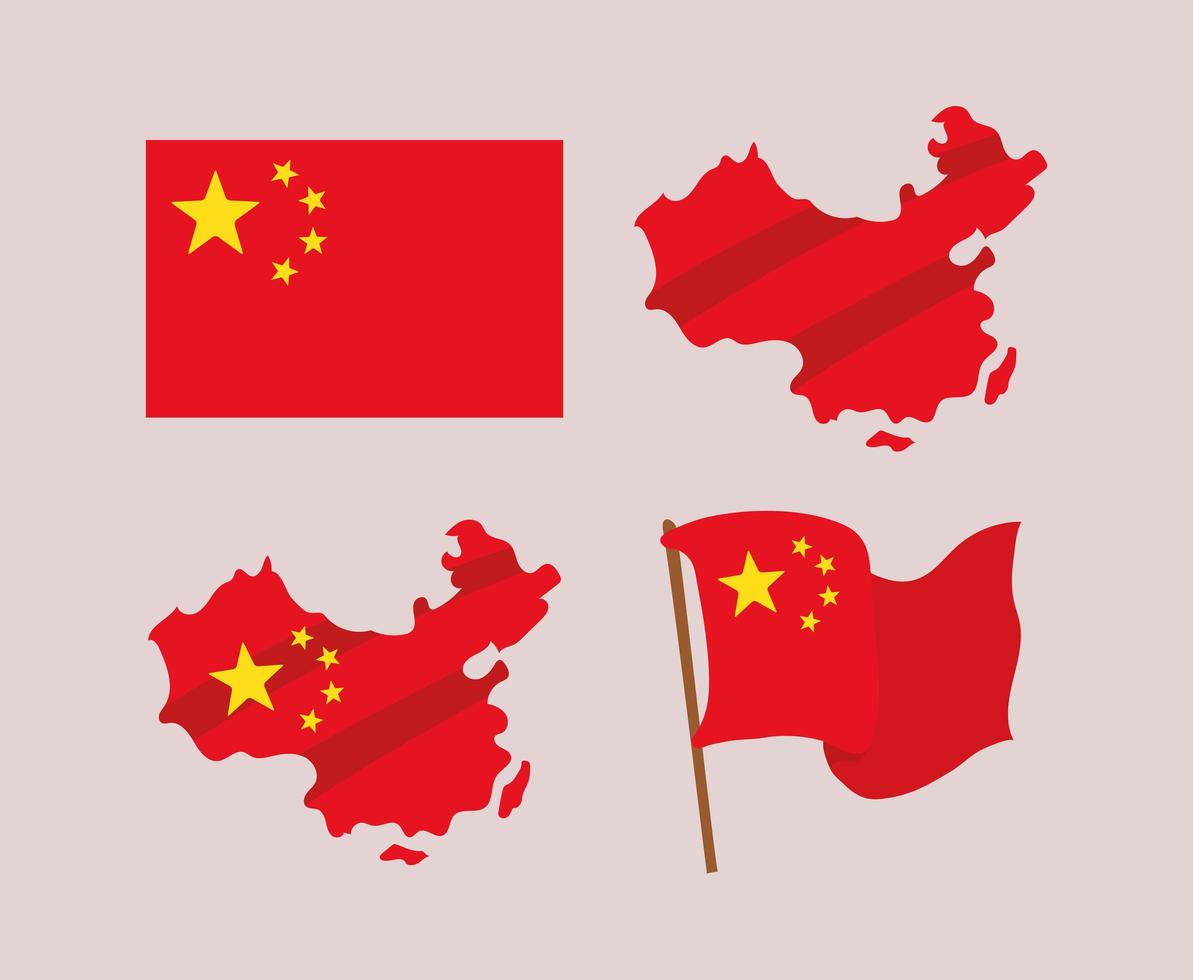 diseños de banderas chinas vector