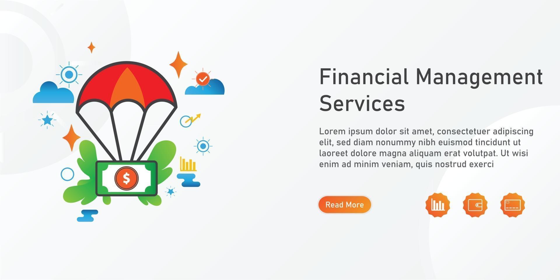 financial management  Landing page template. creative website template designs. editable Vector illustration.