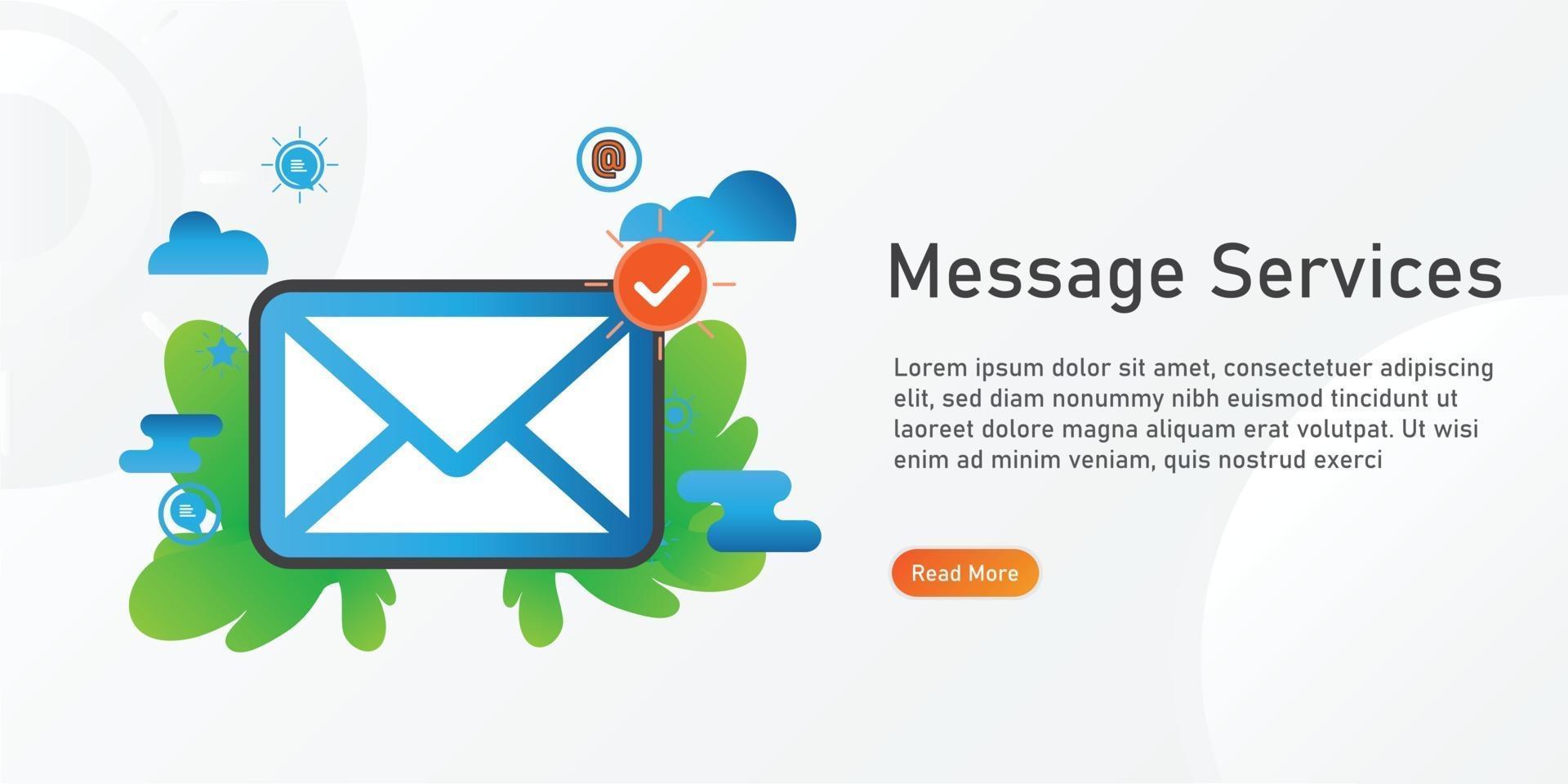 message Landing page template. creative website template designs. editable Vector illustration.