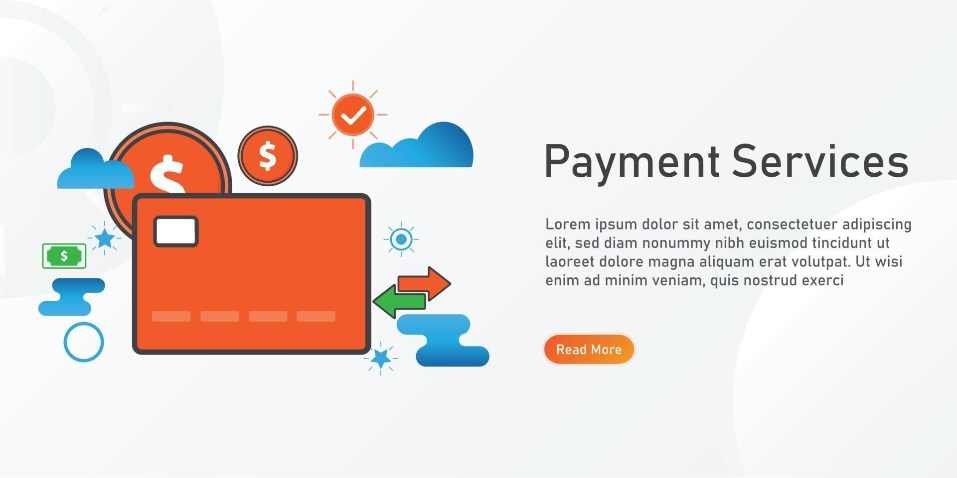 payment services Landing page template. creative website template designs. editable Vector illustration.