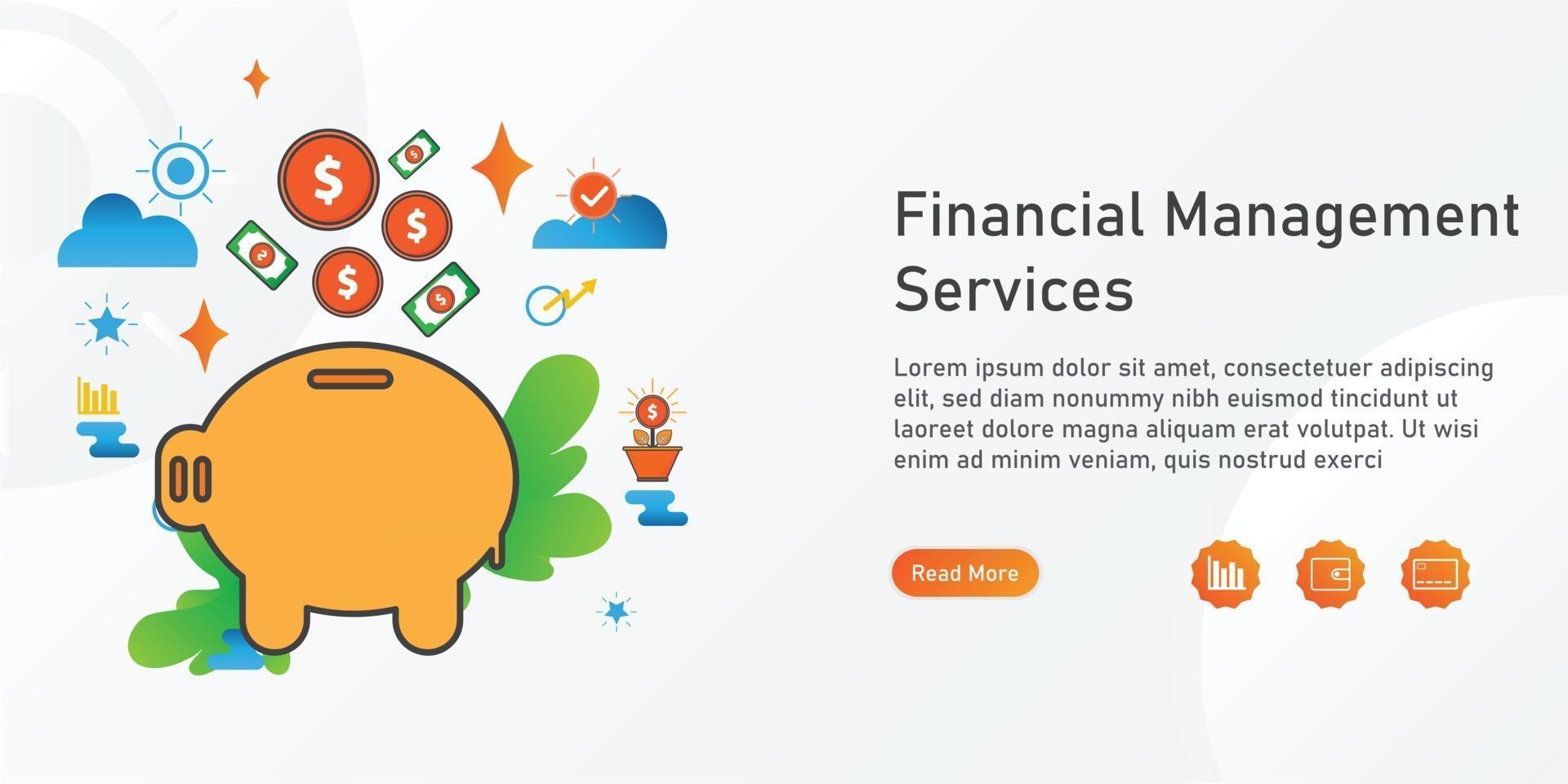 financial management  Landing page template. creative website template designs. editable Vector illustration.