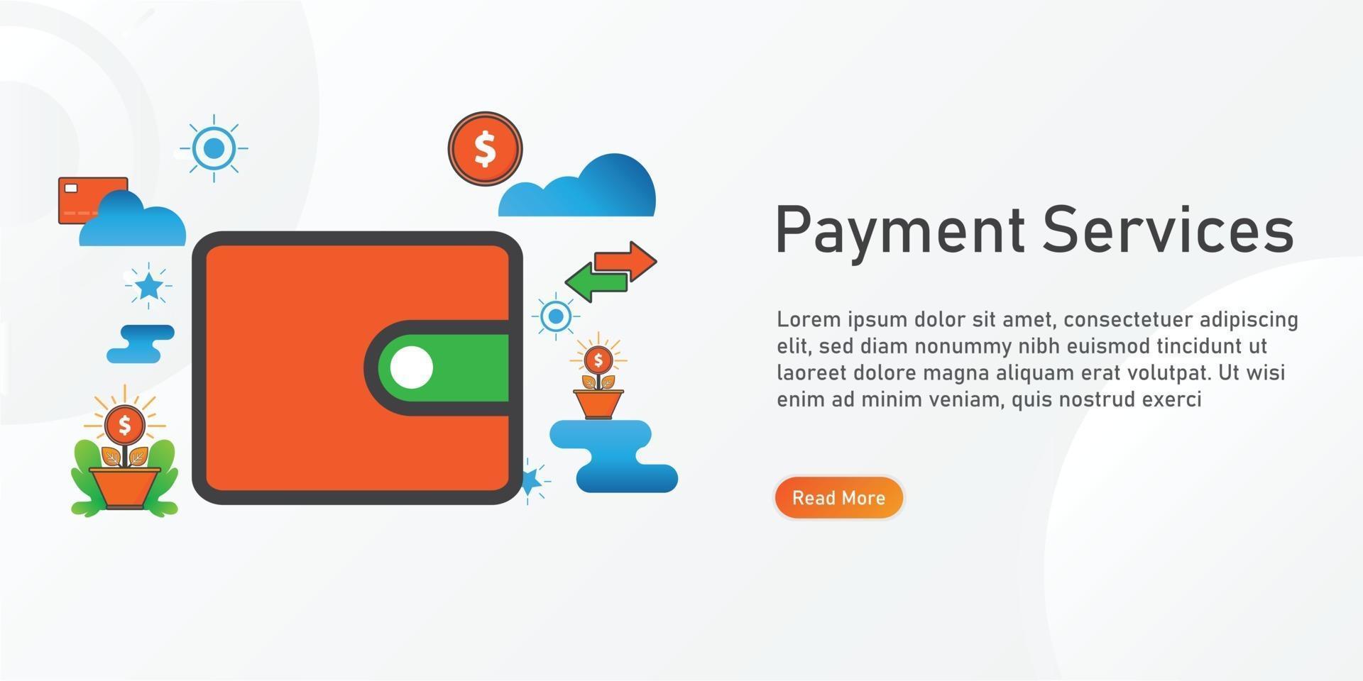 payment services Landing page template. creative website template designs. editable Vector illustration.