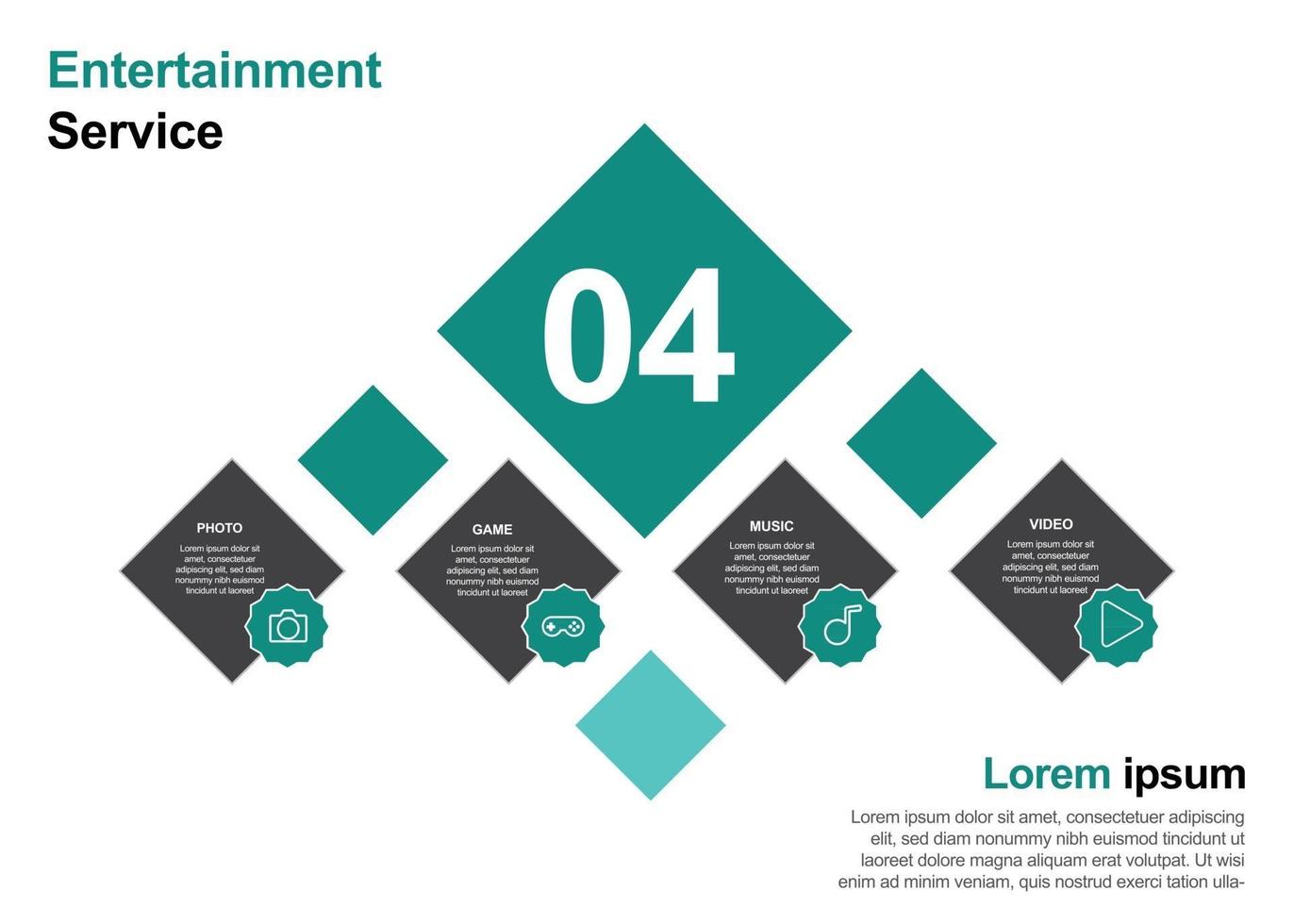 entertainment service design template perfect for brochures, marketing promotion, infographics etc vector