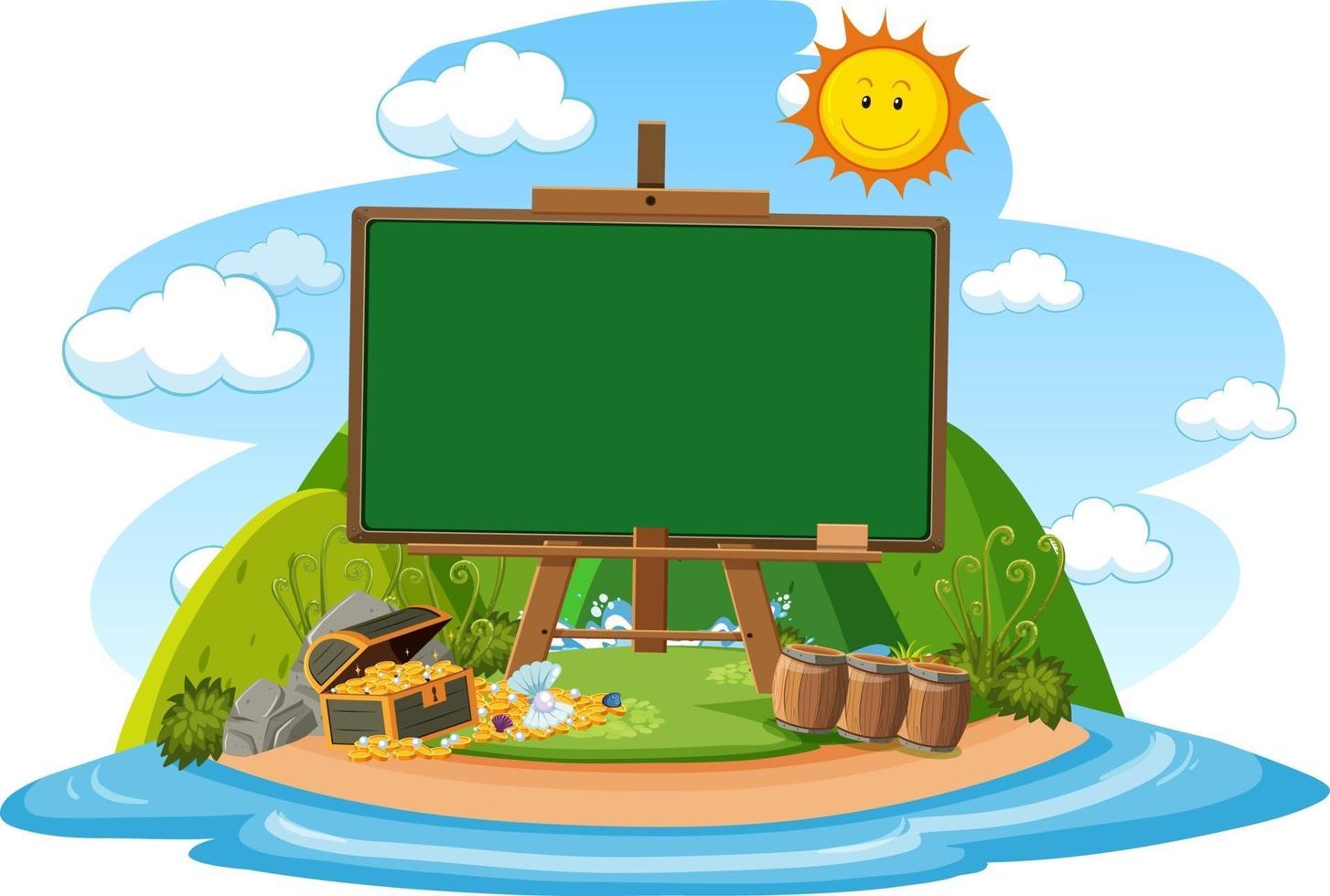 Empty banner template with summer beach element isolated vector