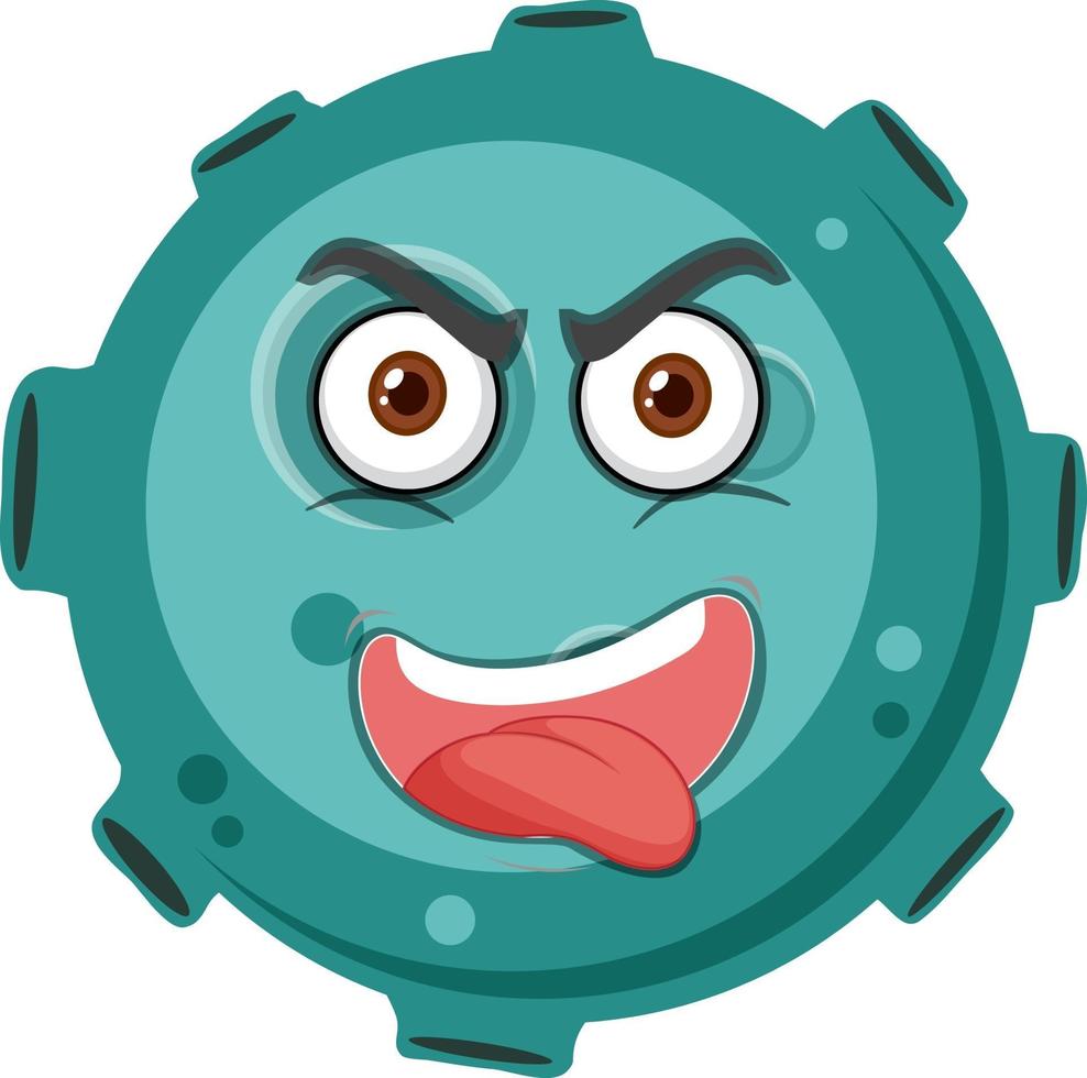 Asteroid cartoon character with crazy face expression on white background vector