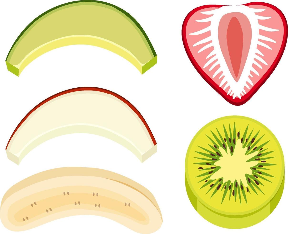 Sliced mixed fruit  on white background vector