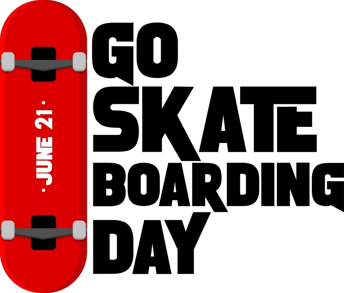 ir a la pancarta del día del skate con una patineta aislada vector