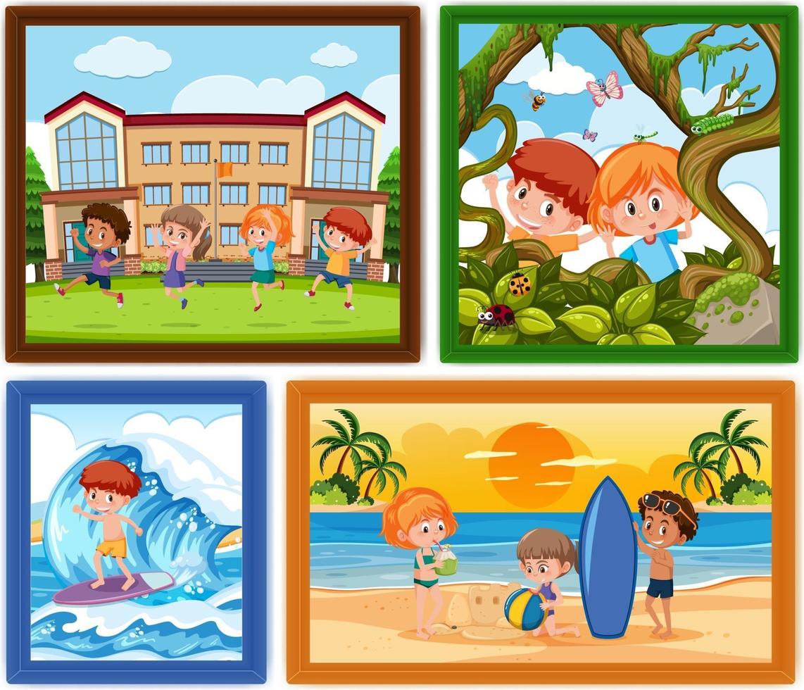 conjunto de diferentes marcos de fotos para niños vector