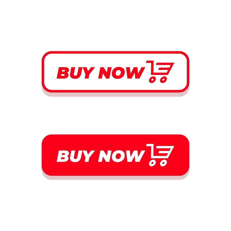Buy now button. Red Buy now button with shopping cart icon template. vector