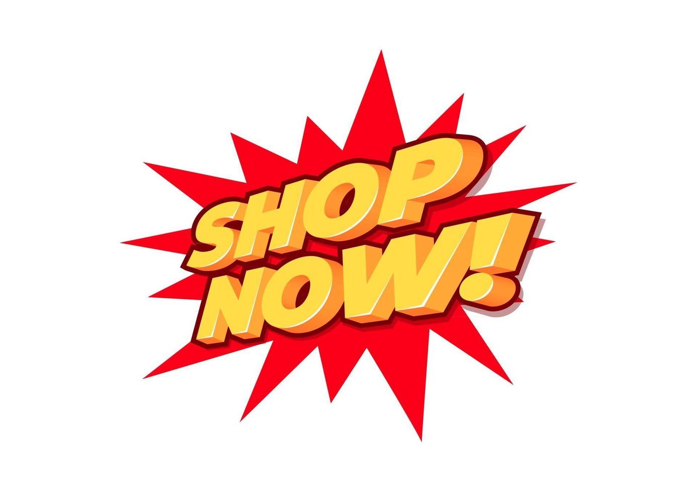 Shop now message 3d text, Can be used for promotions, ads, social media campaigns. vector