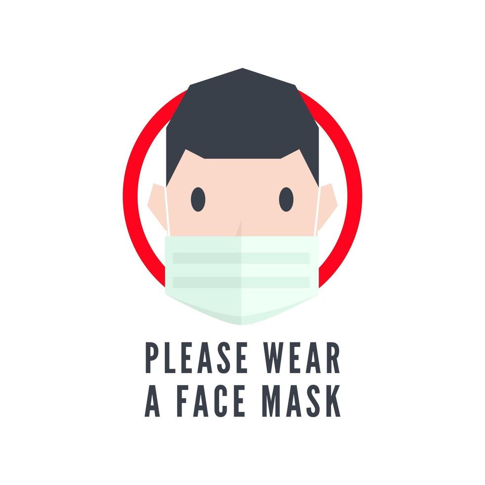 Please wear a face mask sign. vector