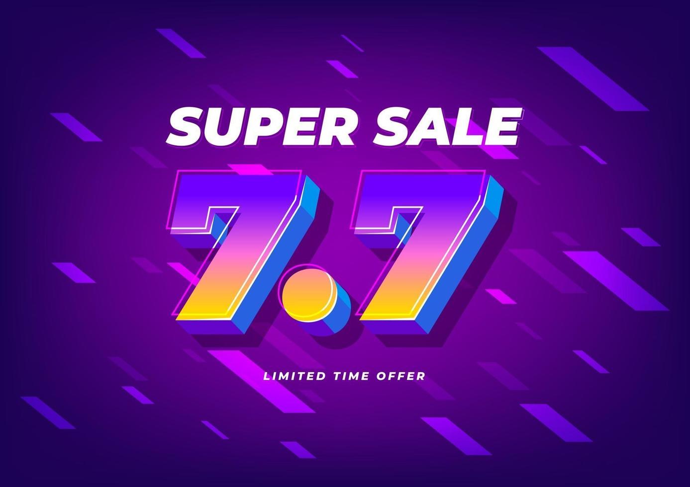 7.7 Shopping day sale poster or flyer design. 7.7 Super sale online banner. vector