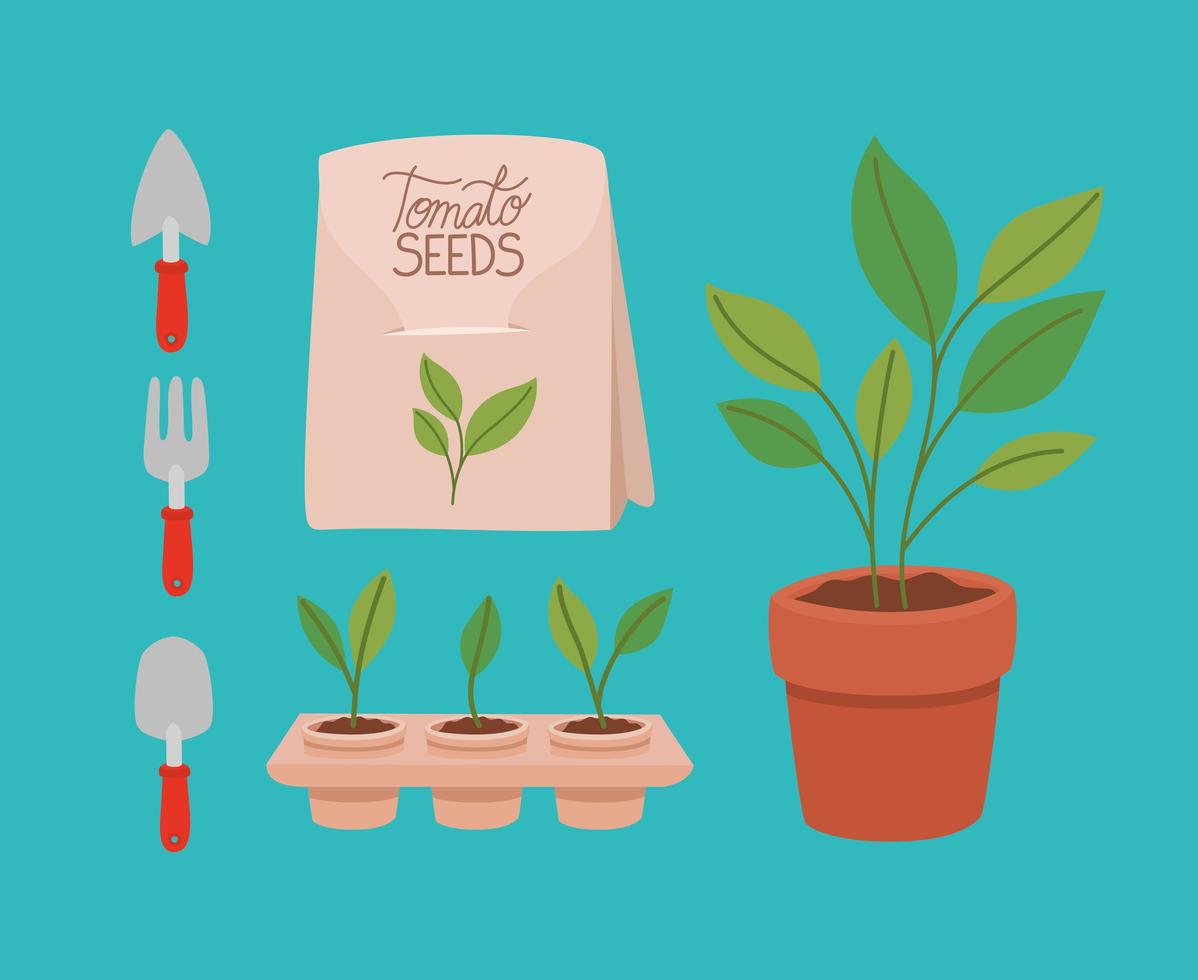 sowing tools icons vector