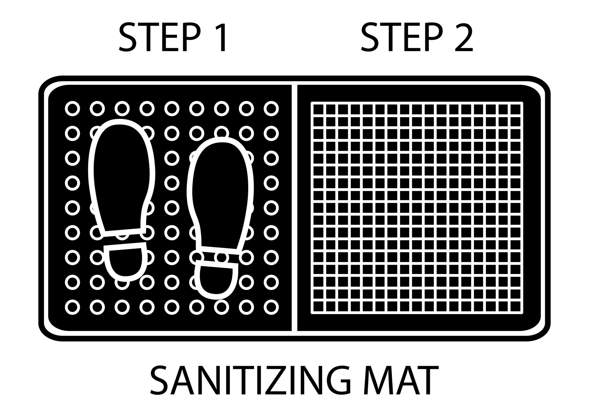 Disinfectant mat. Sanitizing mat. Antibacterial entry rug in glyph