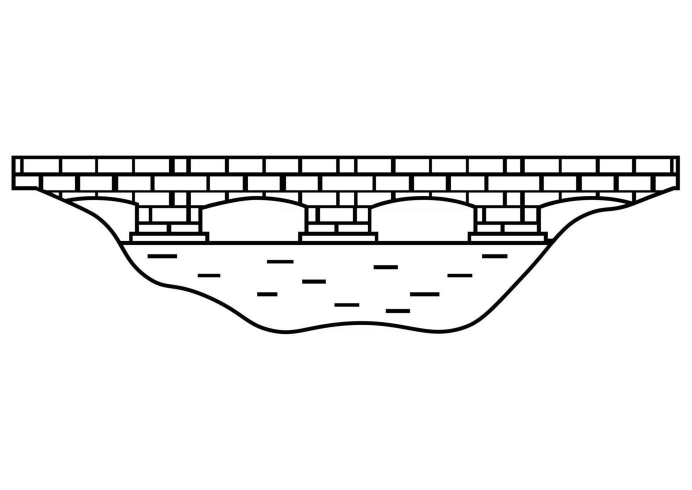 icono de puente. Diseño de logotipo de puente de piedra minimalista negro en estilo de contorno. vector