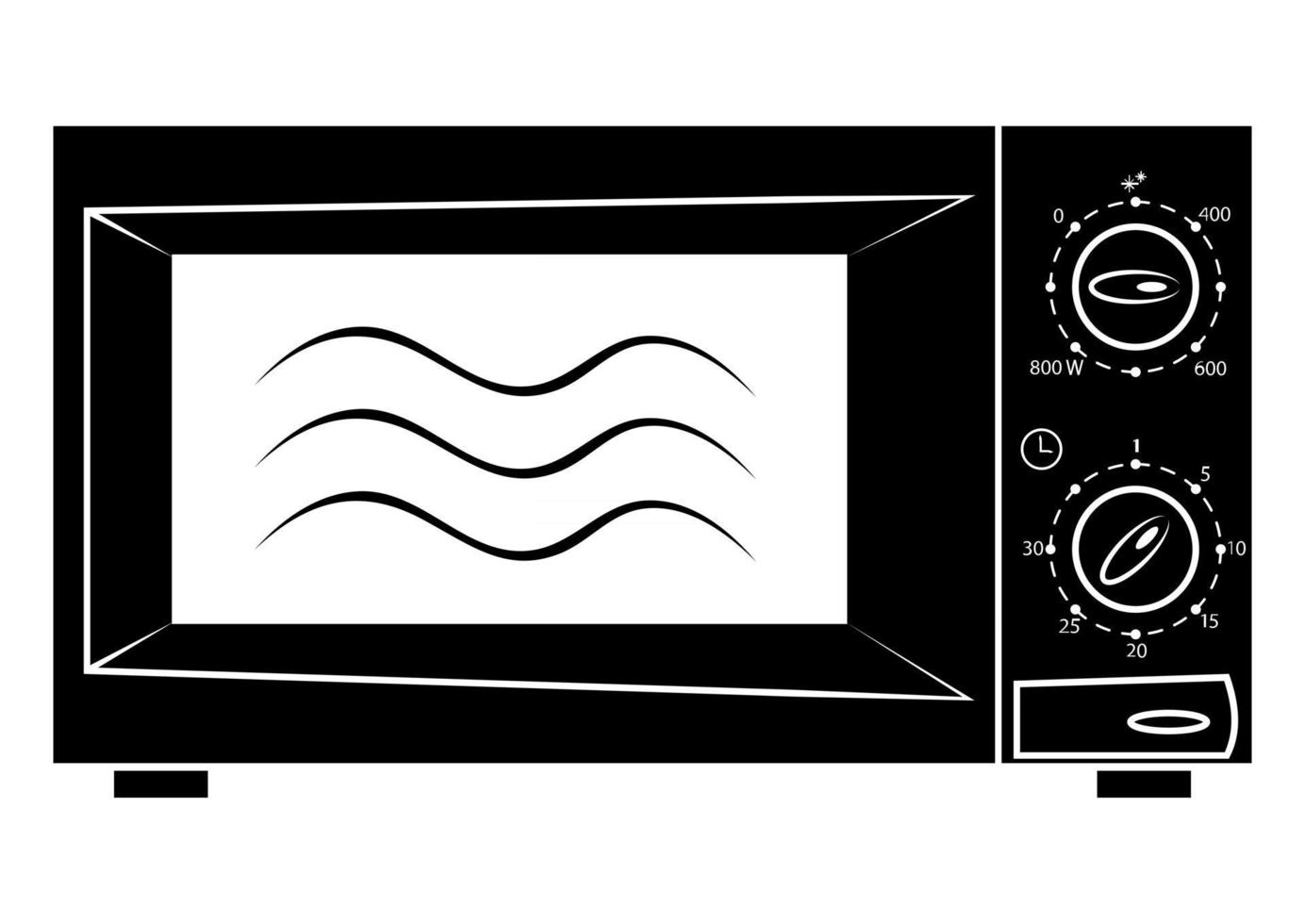 icono de microondas. símbolo de microondas en estilo glifo y vacío en el interior, icono para diseño de sitio web, aplicación móvil. horno moderno en color negro vector