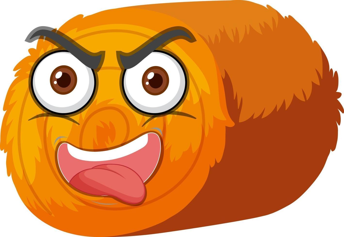Round hay bale cartoon character with facial expression vector