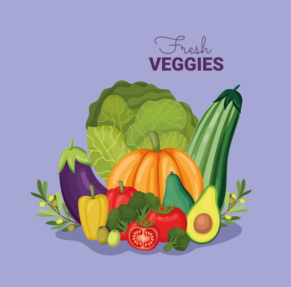 fresh veggies poster vector