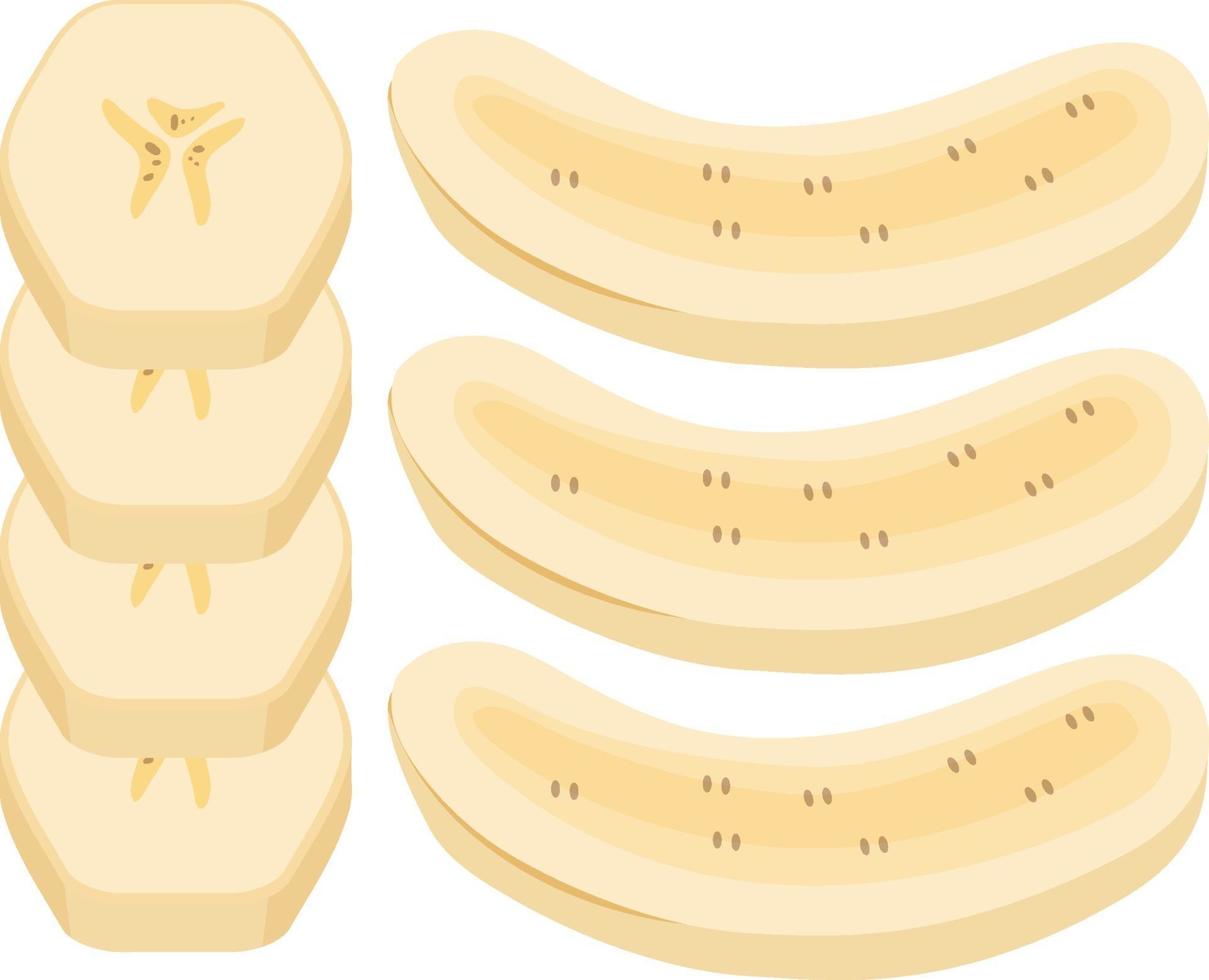 Set of banana cut in half vector