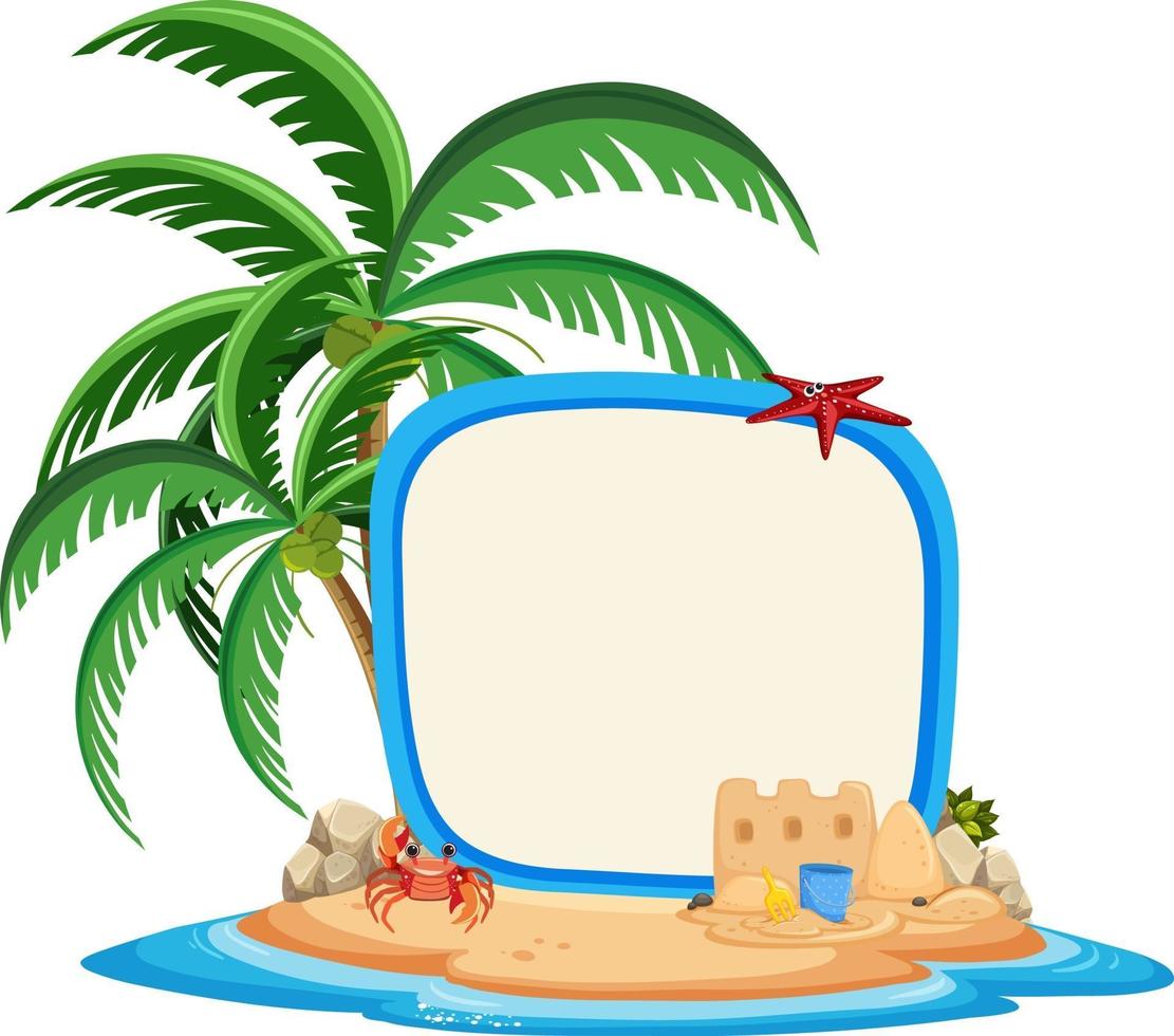 Empty banner template with summer beach element isolated vector